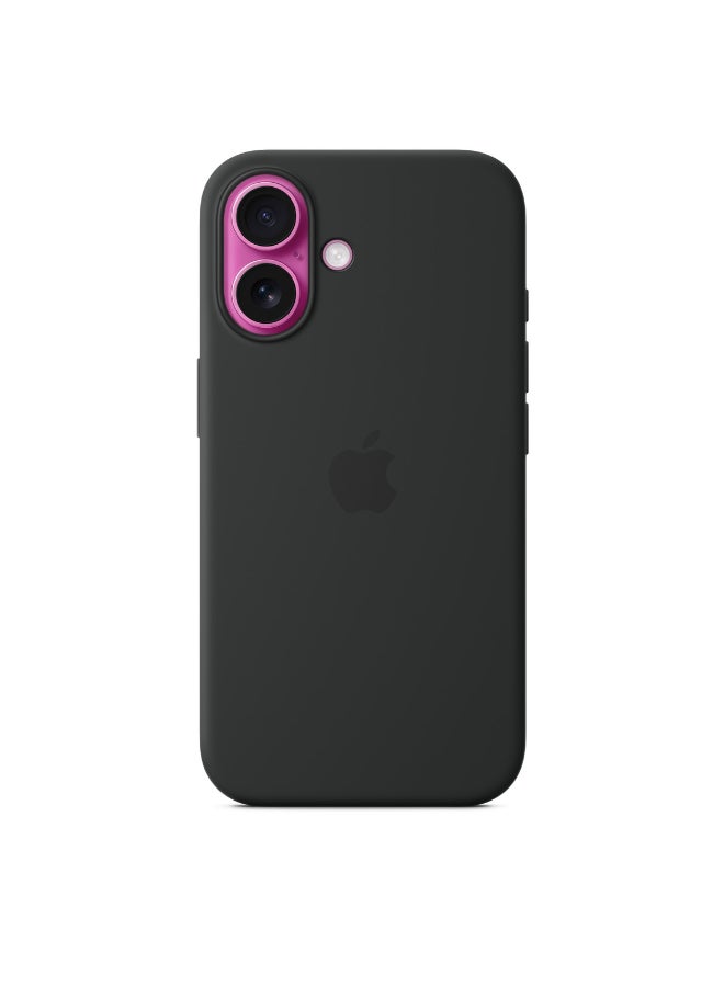 ابل  جراب سيليكون لجهاز iPhone 16 مزود بمج سيف - أسود - Image 3