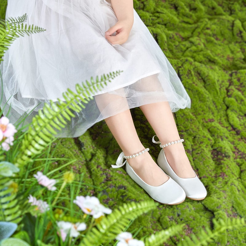Felix & Flora Toddler Little Ballet Shoes Ivory White Size 9 Flower Girls Mary Jane Flats Dress Shoes Party Wedding - Image 2