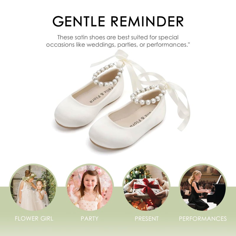 Felix & Flora Toddler Little Ballet Shoes Ivory White Size 9 Flower Girls Mary Jane Flats Dress Shoes Party Wedding - Image 5