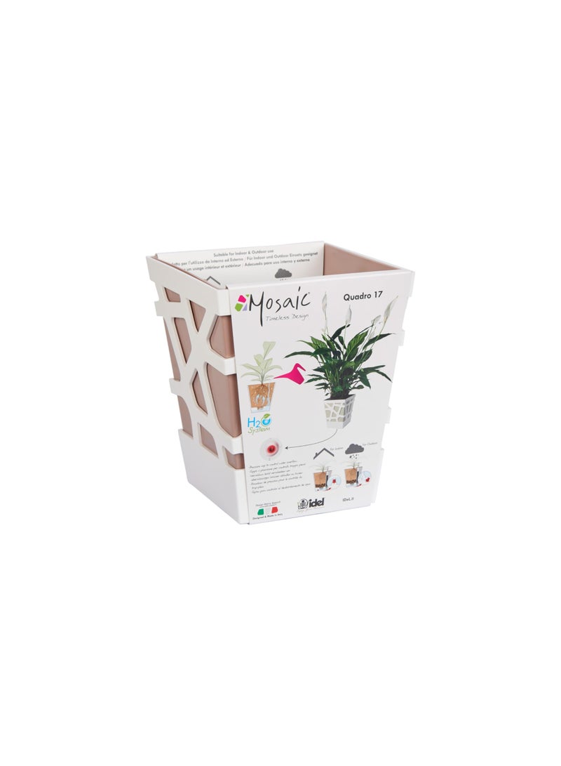 أيدل وعاء زهور بلاستيكي مزخرف كوادرو 17 - مزرعة ذاتية السقي للداخل والخارج للمنزل، والشرفة، والحديقة، والمكتب - ألوان متعددة - صنع في إيطاليا - بواسطة إيديل - Image 1