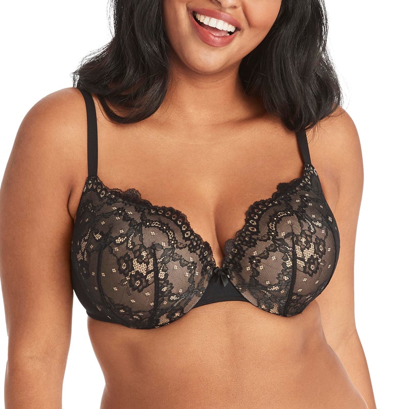 Maidenform womens Love the Lift & in Demi Dm9900 Push Up Bra, Black/Body Beige Lace, 40D US - Image 1