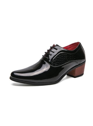 Men's Lace Up Raised Pointed Leather Shoes Glossy Leather Black - pzsku/Z191D758699610BEA3A2BZ/45/_/1693819024/d42ab7c1-dcff-4dc9-b588-3939fc9b58fe