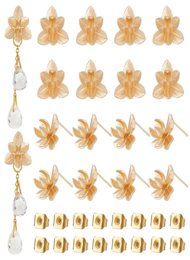 UNICRAFTALE 10Pcs Real 18K Gold Plated Flowers Stud Earring Findings Ear Stud Flowers Earring Posts with Pins and Butterfly Earring Backs for DIY Earring Jewelry Making - Image 1