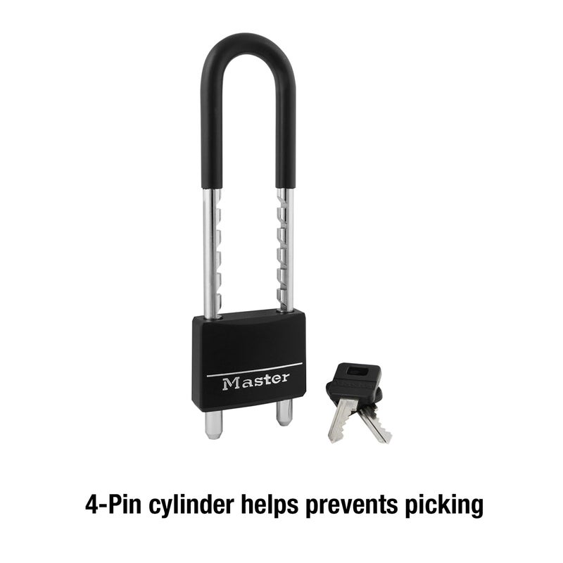 Master Lock Master Lock 527D Adjustable Shackle Padlock with Key, Black  - Image 4