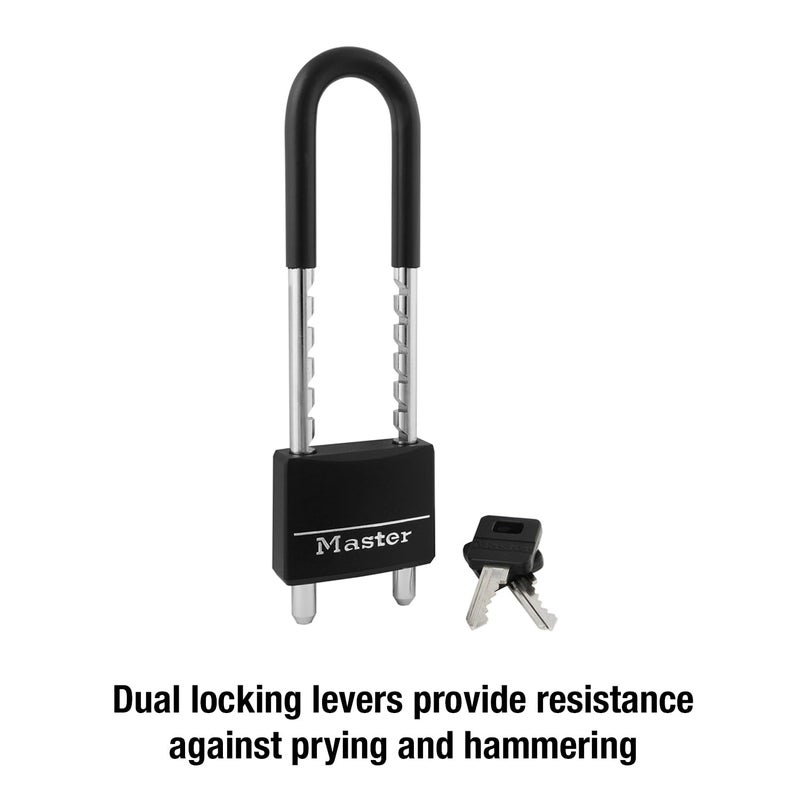 Master Lock Master Lock 527D Adjustable Shackle Padlock with Key, Black  - Image 5