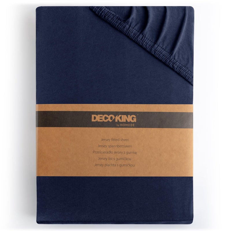 DecoKing Fitted Sheet Emperor 100 Combed Cotton Soft Jersey Bed Sheet 180x200200x200 cm Navy Blue Amber