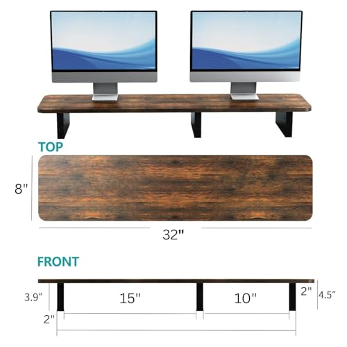 carpentray Solid Wood 80cm Monitor Stand Riser, Large Wood Computer Monitor Riser, Extra Long Monitor Stand for 2 Monitors with Storage (80cm Long) - Image 2