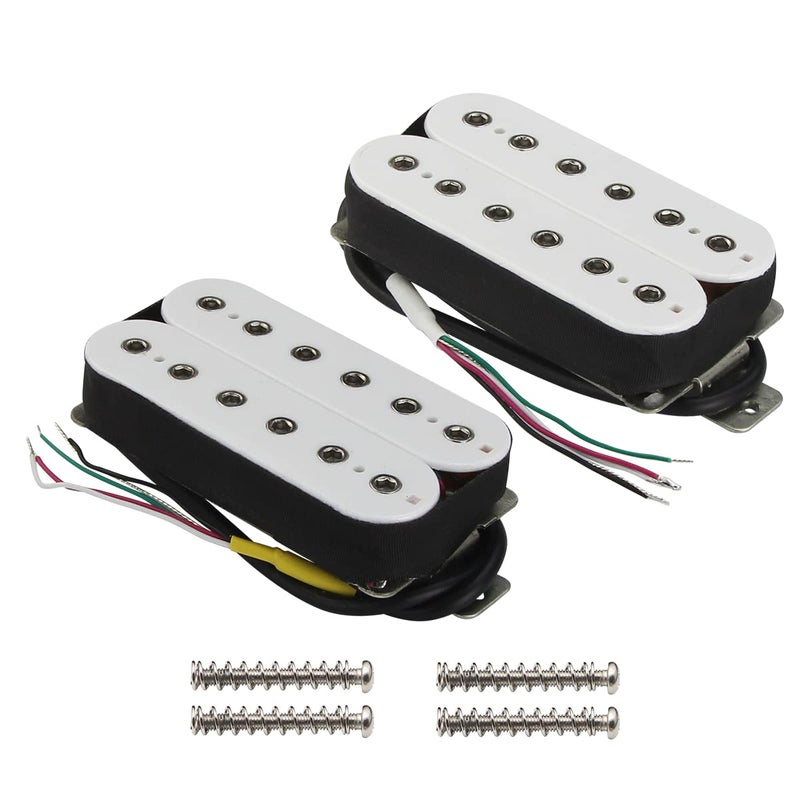 FLEOR Alnico 5 Electric Guitar Neck & Bridge Pickup Set Double Coil Humbucker Pickups-White - Image 5
