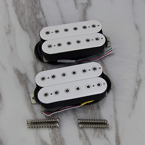 FLEOR Alnico 5 Electric Guitar Neck & Bridge Pickup Set Double Coil Humbucker Pickups-White - Image 3