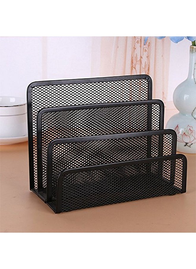 EASEPRES Desk Mail Organizer, 2 Pack Office Small Letter Sorter Desktop File Organizer Metal Mesh With 3 Vertical Upright Compartments  - Image 4