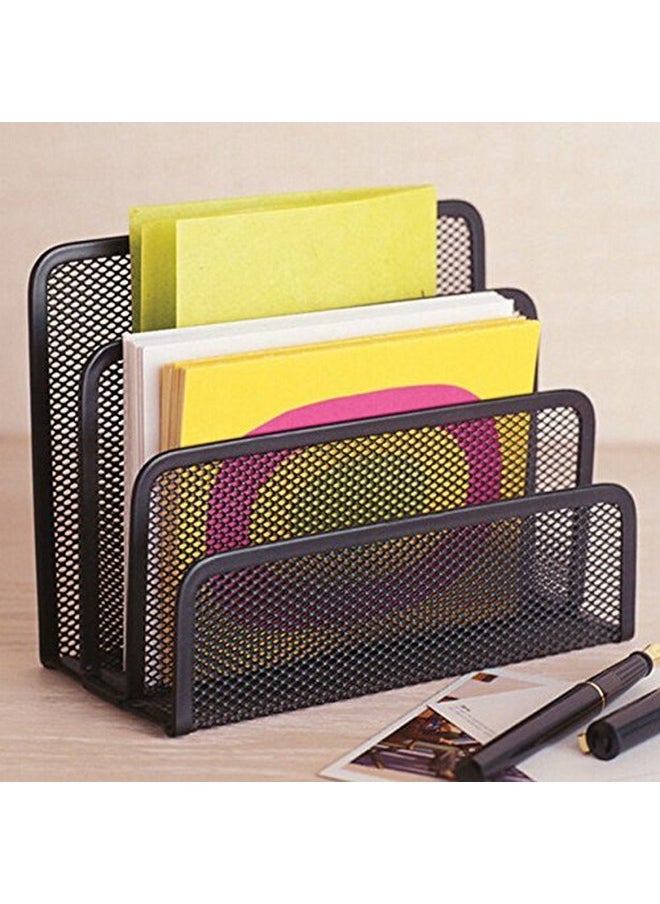 EASEPRES Desk Mail Organizer, 2 Pack Office Small Letter Sorter Desktop File Organizer Metal Mesh With 3 Vertical Upright Compartments  - Image 3