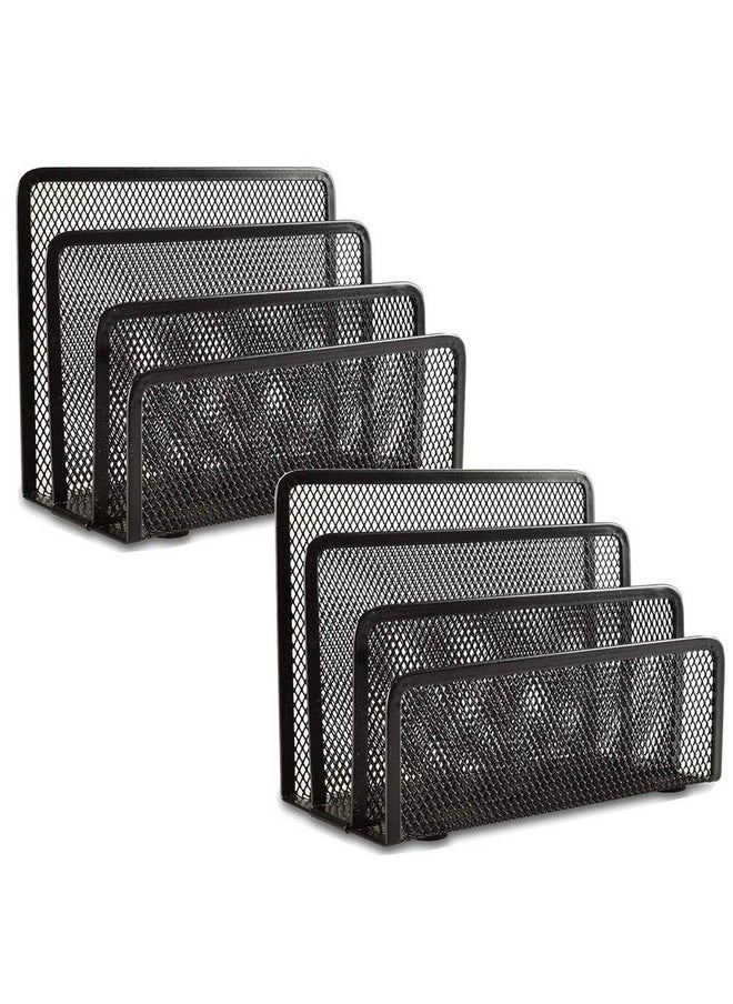 EASEPRES Desk Mail Organizer, 2 Pack Office Small Letter Sorter Desktop File Organizer Metal Mesh With 3 Vertical Upright Compartments  - Image 1