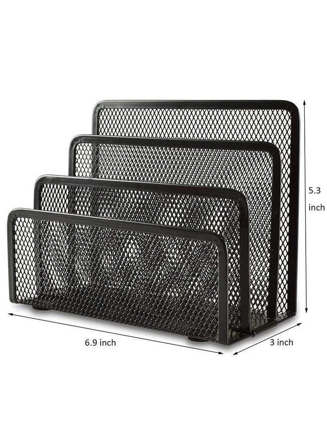 EASEPRES Desk Mail Organizer, 2 Pack Office Small Letter Sorter Desktop File Organizer Metal Mesh With 3 Vertical Upright Compartments  - Image 2