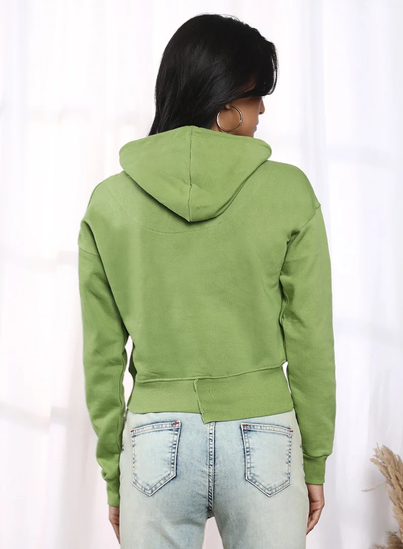 Pinacolada  Women's Avocado Green Unified Cropped Sweatshirt for Women | Best Price UAE