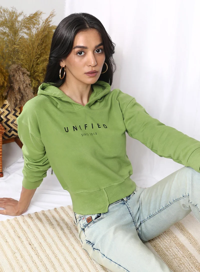 PINACOLADA Women's Avocado Green Unified Cropped Sweatshirt