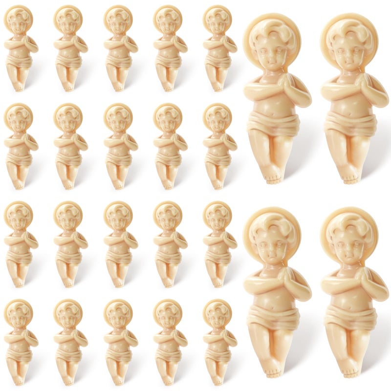 ZYFLSQ 24 Pcs King Cake Baby Jesus Figure 15 Inch Plastic Jesus Doll With Gift Bag Mini Nativity Figurines for Mardi Gras Party King Cake Babies Toppers Decorations Epiphany Gifts - Image 3