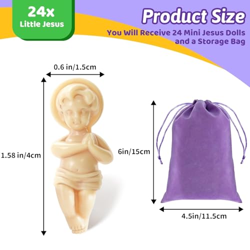 ZYFLSQ 24 Pcs King Cake Baby Jesus Figure 15 Inch Plastic Jesus Doll With Gift Bag Mini Nativity Figurines for Mardi Gras Party King Cake Babies Toppers Decorations Epiphany Gifts - Image 5