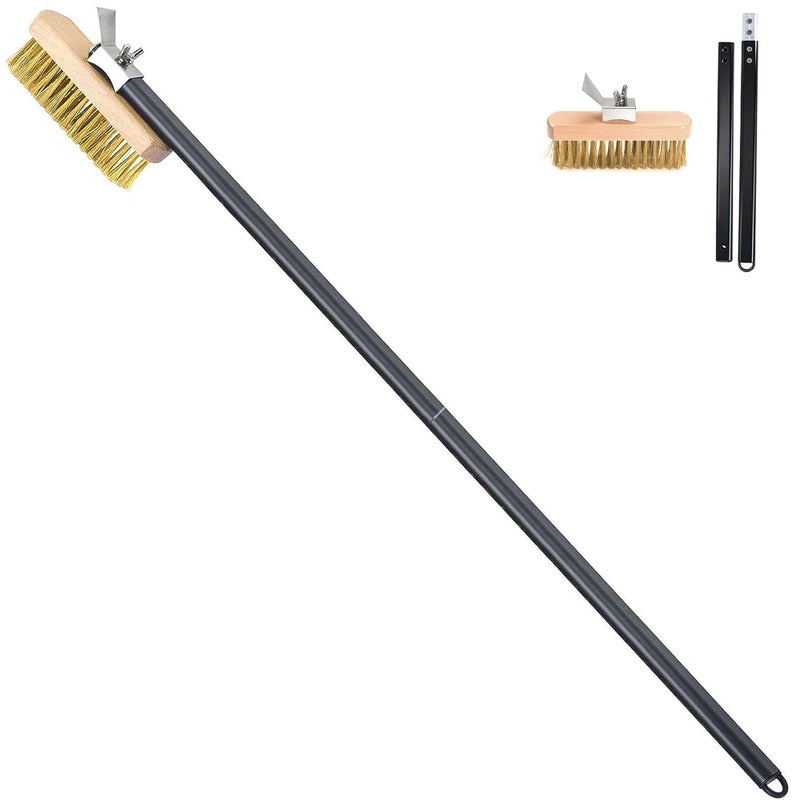 SHANGPEIXUAN Pizza Oven Brush with Scraper Brass Bristles Pizza Brush for Pizza Oven 405Pizza Stone Brush