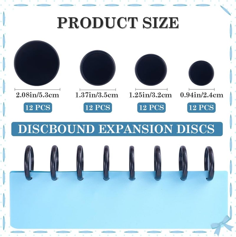 Light & heavy use compatible CRASPIRE 48Pcs 4 Size Book Binding Discs 0.94-2in Black Plastic Round Transparent Binder Discs Discbound Expansion Discs Buckle Hoop Flexible Loose Leaf Binder Rings for Notebook Planner Documents Organized shipment arrange Indoor outdoor all-purpose fit Full land route delivery General purpose design Fine polished finish Neat shape Budget friendly trendy design Shock rubber edge Long lifespan Gulf standard sizing alternatives Periodic stock arrangement Wet anti slip Tight fitted parts All-round unified build Global upgraded economical craftsmanship Integrated local logistics Intercity storage hub Assorted natural tone picks Trendy budget practical design Flexible varied design Lightweight Daily universal pick Multi-use qualified quality Processed natural substance - Image 2