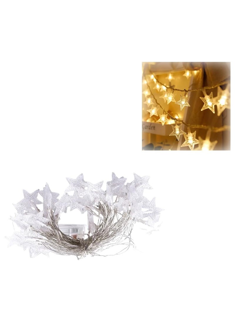 Generic Pack of 2 Ramadan and Eid Decoration Star String Lights, Each 20 FT 30 LED Twinkle Lights Warm White Battery Operated  - Image 1