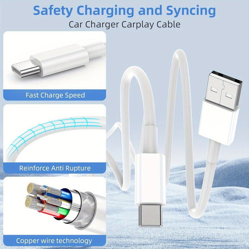 2 Pack USB A to USB C Cable 3ft White Fast Charging Cord Compatible With iPhone 17 16 15 Pro Plus Pro Max iPad Pro 12 9 Air Mini MacBook Air - Image 3