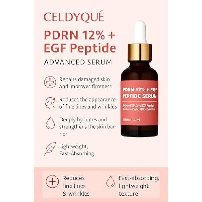 CELDYQUE Salmon DNA PDRN 120,000 ppm EGF Peptide Microneedling Serum w/Volufiline, Phyto PDRN 12%, Growth Factor - Anti-Aging Face Serum with Niacinamide, Hyaluronic Acid 1 Fl Oz Korean Skincare - Image 5