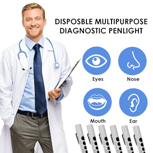Primacare DL-9223 Pack of 6 Disposable Diagnostic Penlight with Imprinted Pupil Gauge, Lightweight and Moulded Plastic Body Medical Pen Light for Nurse, Student, Doctors EMT, White - Image 4