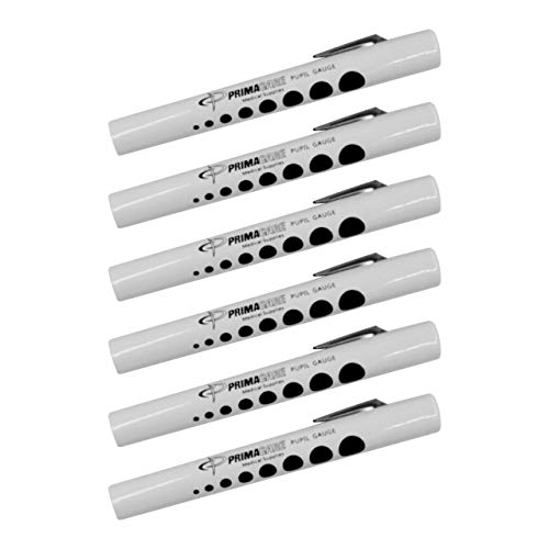 Primacare DL-9223 Pack of 6 Disposable Diagnostic Penlight with Imprinted Pupil Gauge, Lightweight and Moulded Plastic Body Medical Pen Light for Nurse, Student, Doctors EMT, White - Image 1