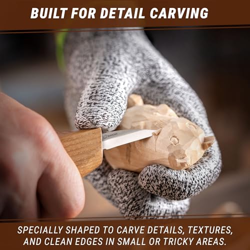 BeaverCraft Wood Carving Detail Knife C15 1.4" Whittling Knife for Detail Woodcarving Craft Knife - Chip Carving Knife Wood Carving Tools for Beginners and Kids - Image 3