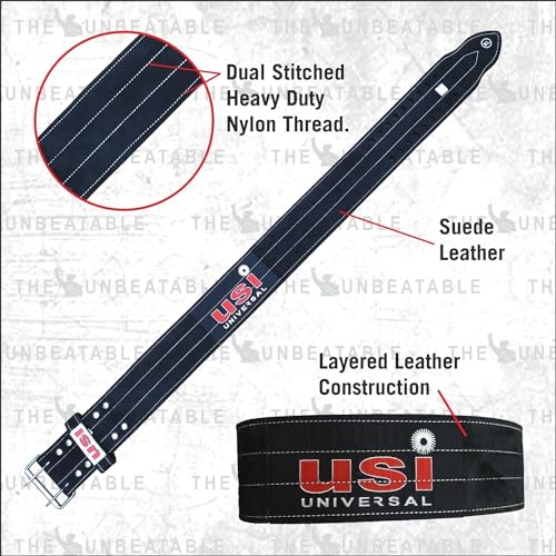 USI UNIVERSAL Weight Lifting Belt - 790PL Power Lifting for Men & Women, Weightlifting Competition Workout Training Back Support, 6mm Thick, 4" Wide Leather Gym Belt (X-Large) - Image 5