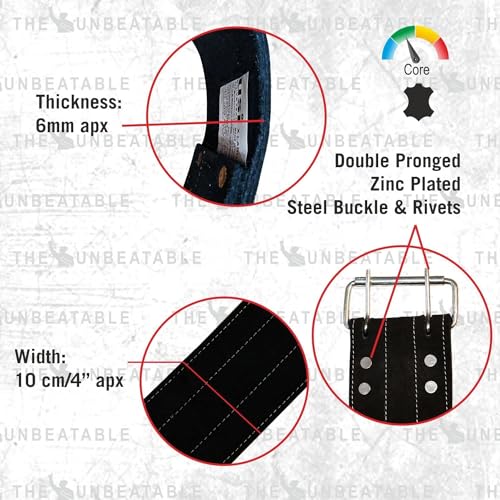 USI UNIVERSAL Weight Lifting Belt - 790PL Power Lifting for Men & Women, Weightlifting Competition Workout Training Back Support, 6mm Thick, 4" Wide Leather Gym Belt (X-Large) - Image 4