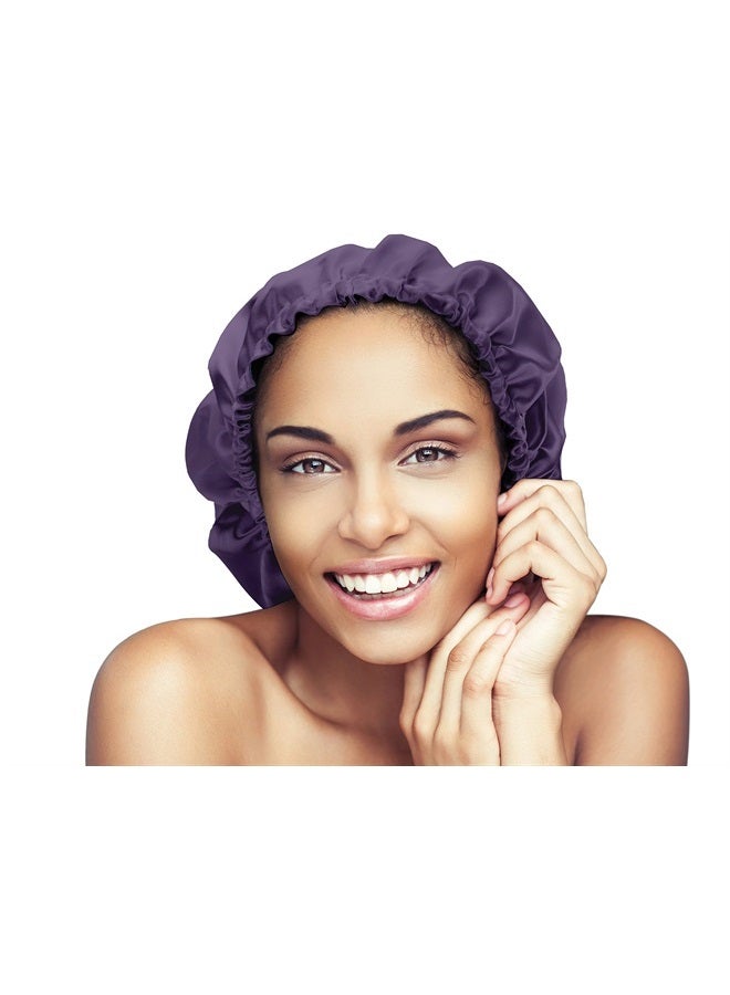 Glow by Daye Satin Bonnet, Double-Layered and Adjustable Satin Sleep Cap, Extra Large, Reversible Purple Reign - Image 1