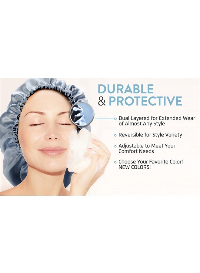 Glow by Daye Satin Bonnet, Double-Layered and Adjustable Satin Sleep Cap, Extra Large, Reversible Purple Reign - Image 2