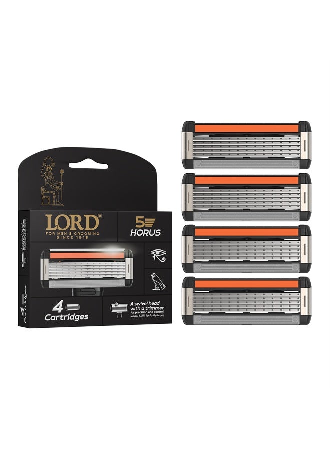 Lord Horus 5 Blade Razor Refills – 4 Cartridges for Smooth, Close Shave - Image 2