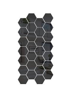 Bikri Kendra Bikri Kendra Ind 28 Hexagon Black Mirror Stickers for Wall Acrylic Mirror Wall Decor Sticker Wall Mirror Stickers Acrylic Stickers Wall Stickers for Hall Room Bed Room Kitchen 