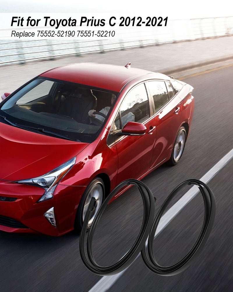 HUQUZN Roof Drip Molding Weatherstrip Fits for Toyota Prius C 2012-2021, Left and Right Side Rubber Edge Trim Seal Kit Replaces 75552-52190 75551-52210 - Image 2