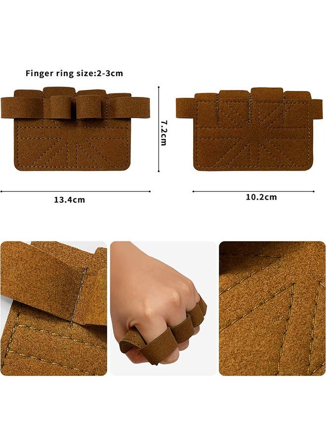 Generic Gym Gloves for Weightlifting, Anti Slip Wear Resistant Cowhide Four Fingers Weight Lifting Grip Pads, Powerlifting Grips Exercise Gloves for Fitness Cross Training (Brown)  - Image 2
