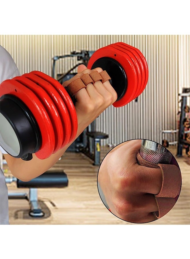 Generic Gym Gloves for Weightlifting, Anti Slip Wear Resistant Cowhide Four Fingers Weight Lifting Grip Pads, Powerlifting Grips Exercise Gloves for Fitness Cross Training (Brown)  - Image 3