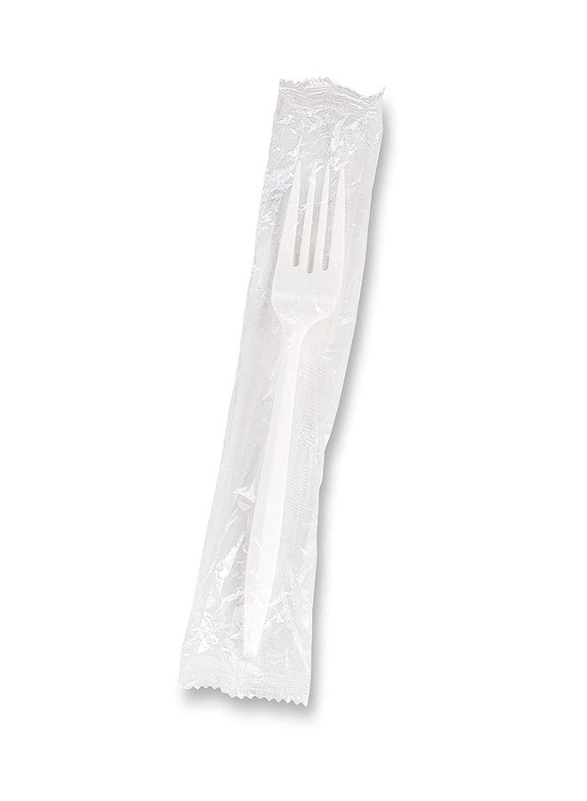 Concession Essentials Medium Weight Individually Wrapped Plastic Forks Great for Take-Out. (200 Pieces) - Image 1