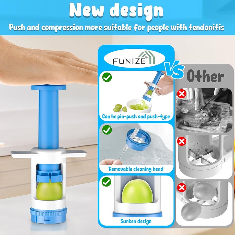 FUNIZE Grapes Cutter for Toddlers, Fruit & Veggie Cutter for Kids Grape Slicer Kitchen Tool, Perfect for Fruit Salads, Snacks, and Cake Decorations-Green Container-Blue Cross Blade - Image 2