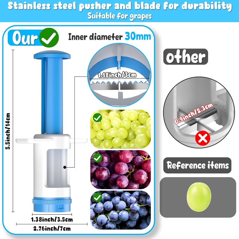 FUNIZE Grapes Cutter for Toddlers, Fruit & Veggie Cutter for Kids Grape Slicer Kitchen Tool, Perfect for Fruit Salads, Snacks, and Cake Decorations-Green Container-Blue Cross Blade - Image 3