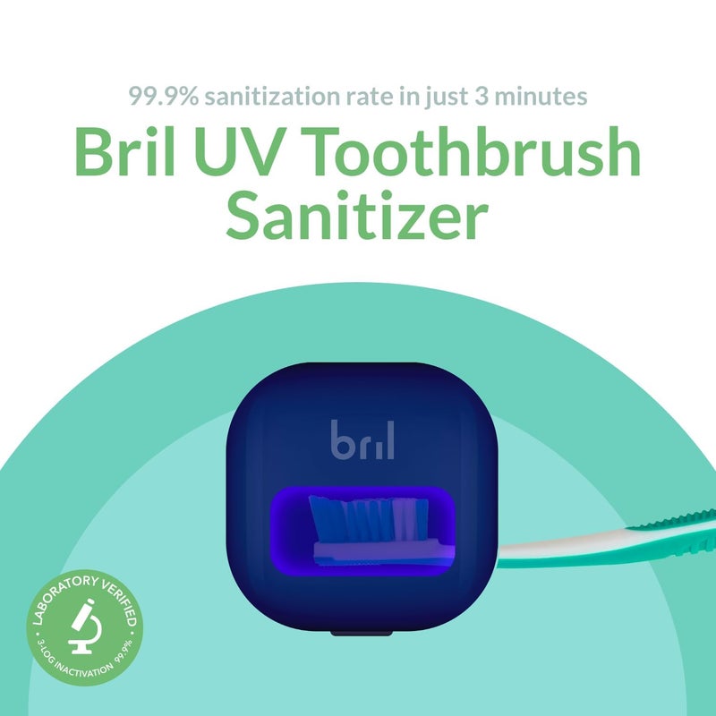 Bril UV-C Toothbrush Sanitizer and Holder, Portable Cleaner, Travel Cover, Magnetic Holder, and Rechargeable Case for Any Size Toothbrush, Navy - Image 2