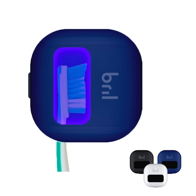 Bril UV-C Toothbrush Sanitizer and Holder, Portable Cleaner, Travel Cover, Magnetic Holder, and Rechargeable Case for Any Size Toothbrush, Navy - Image 1