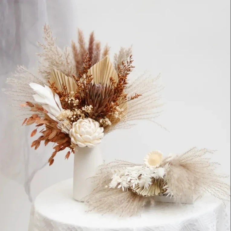 Bluejw Natural Pampas Grass Large Bouquet Eucalyptus Cotton Dried Flowers - Graduation, Christmas, Wedding & Home Decor - Dried Plants Included - Image 4