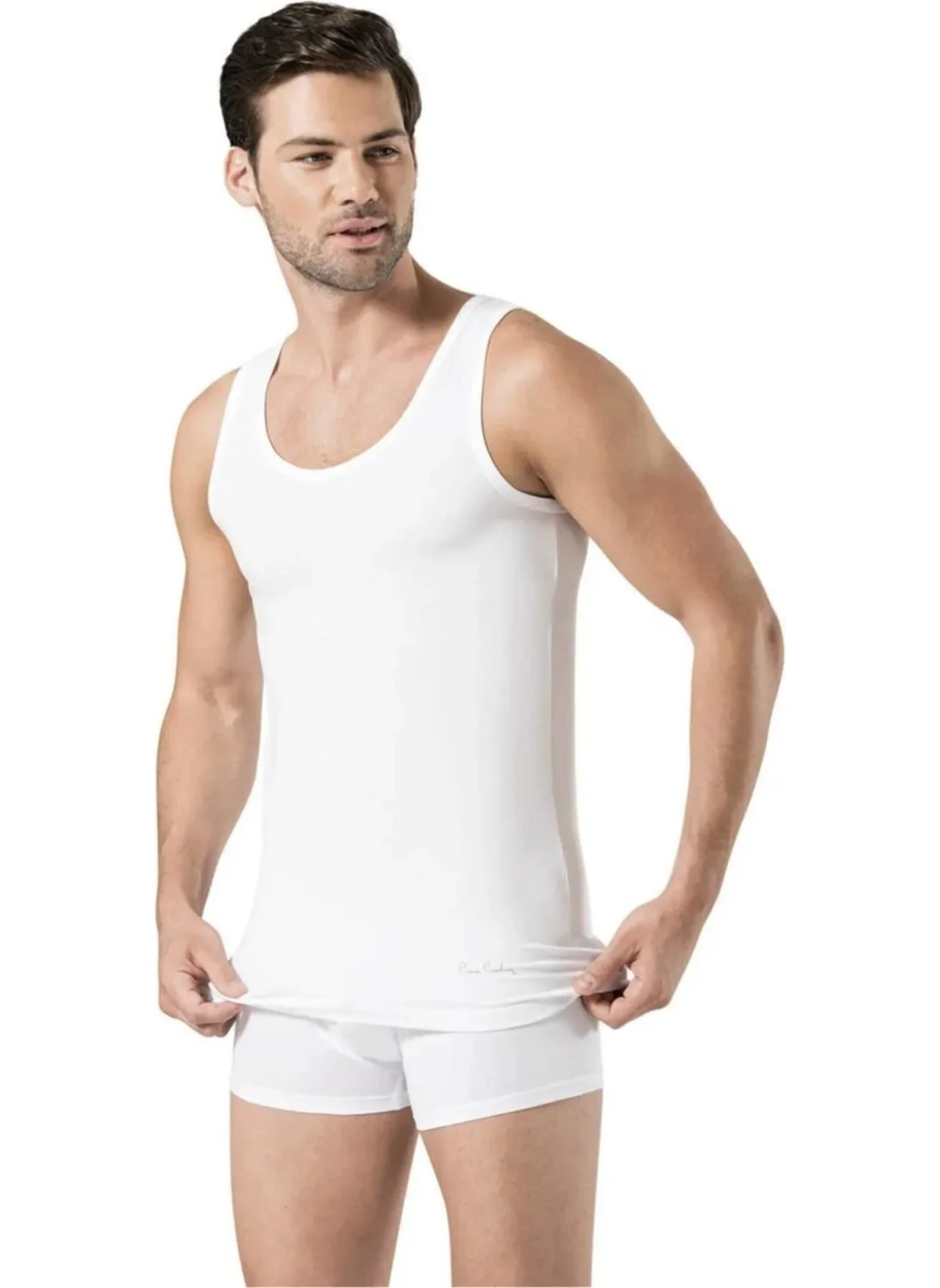 بيير كاردان 305 Men's Modal 2-Piece Undershirt-White