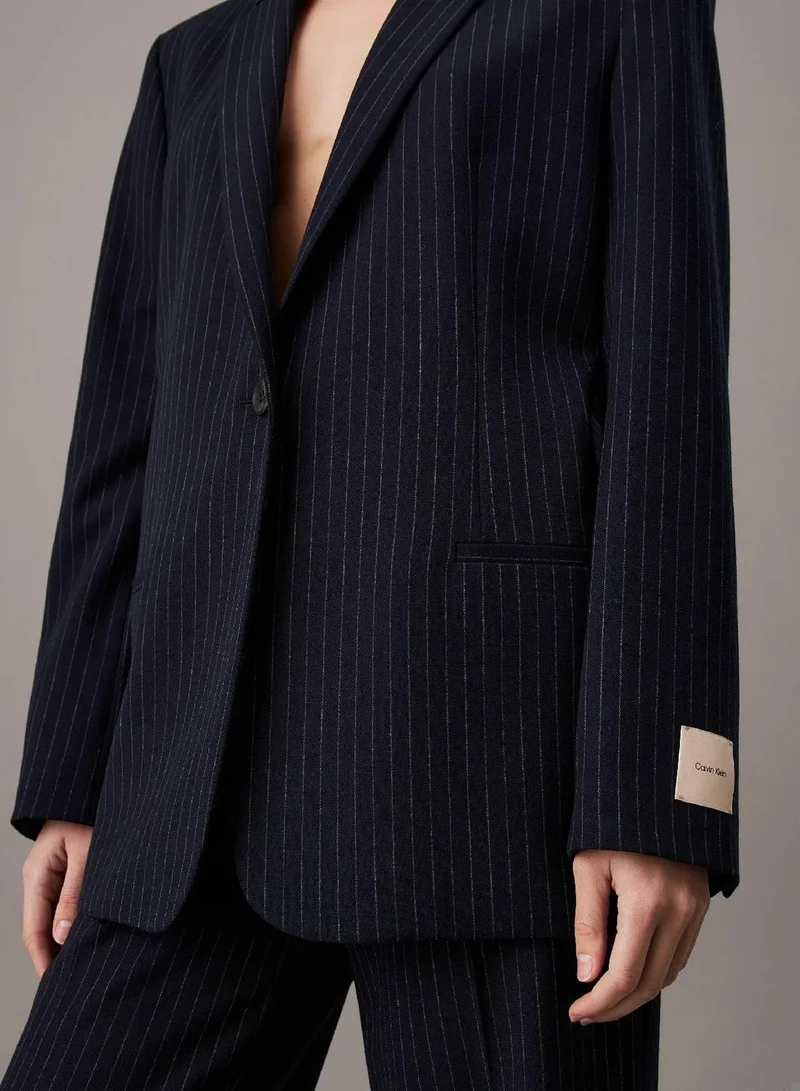 Calvin Klein Night Sky / Gray Morn Stripe Relaxed Pinstripe Blazer for Women | Best Price UAE