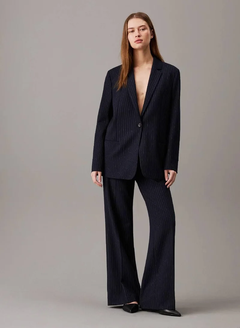 Calvin Klein Night Sky / Gray Morn Stripe Relaxed Pinstripe Blazer for Women | Best Price UAE