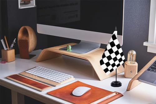 WXTWK 2 Pack Checkered Black and White Racing Flag Race Car Deluxe Desk Flag Set - Mini Small Racing Table Office Flags with Black 12" Solid Pole Stand Base Decorations - Image 5