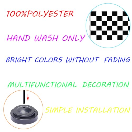WXTWK 2 Pack Checkered Black and White Racing Flag Race Car Deluxe Desk Flag Set - Mini Small Racing Table Office Flags with Black 12" Solid Pole Stand Base Decorations - Image 4