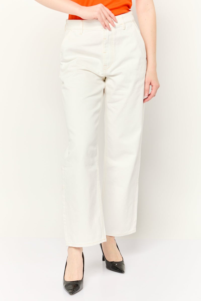 ESPRIT جينز نسائي بقصة واسعة غير قابلة للتمدد، أبيض - Image 1